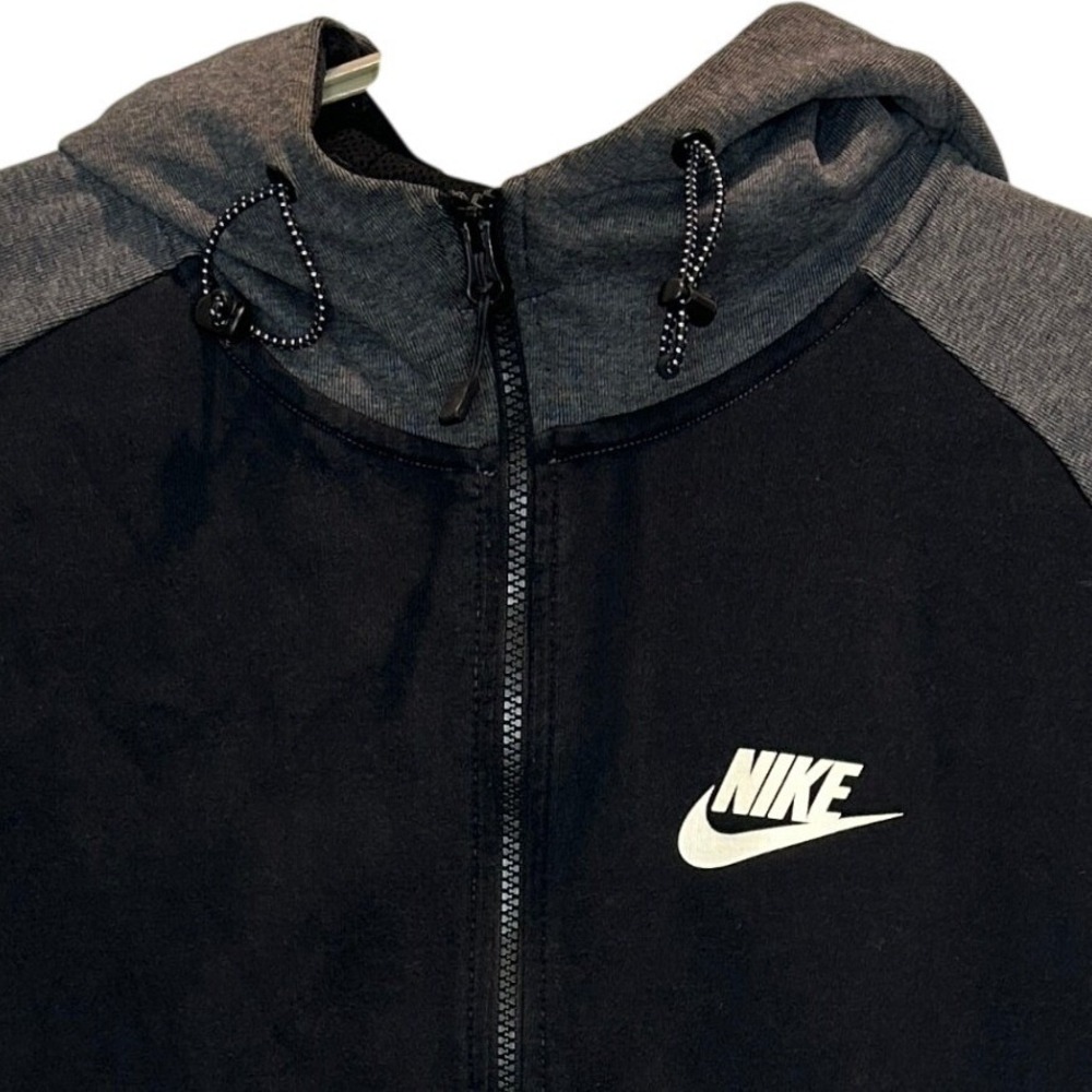 Nike Full Zip Hoodie XL Mens Grey Black Colorblock Branded Cuffs Zip Pockets